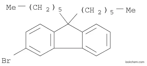 Molecular Structure of 1185264-59-8 (9H-Fluorene, 3-bromo-9,9-dihexyl-)